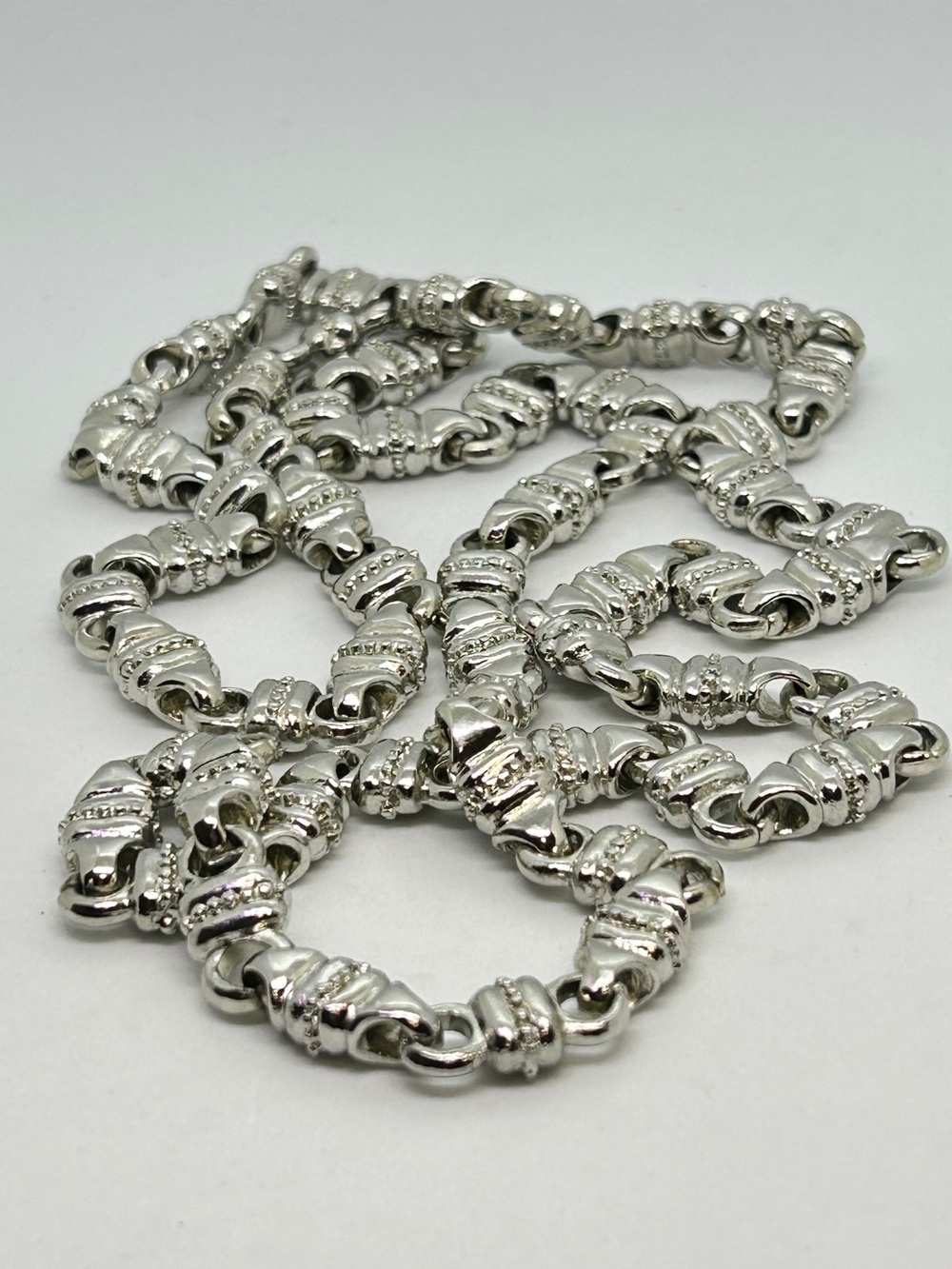 Silver Barrel Link Stainless Steel Chain Unisex Necklace 34”